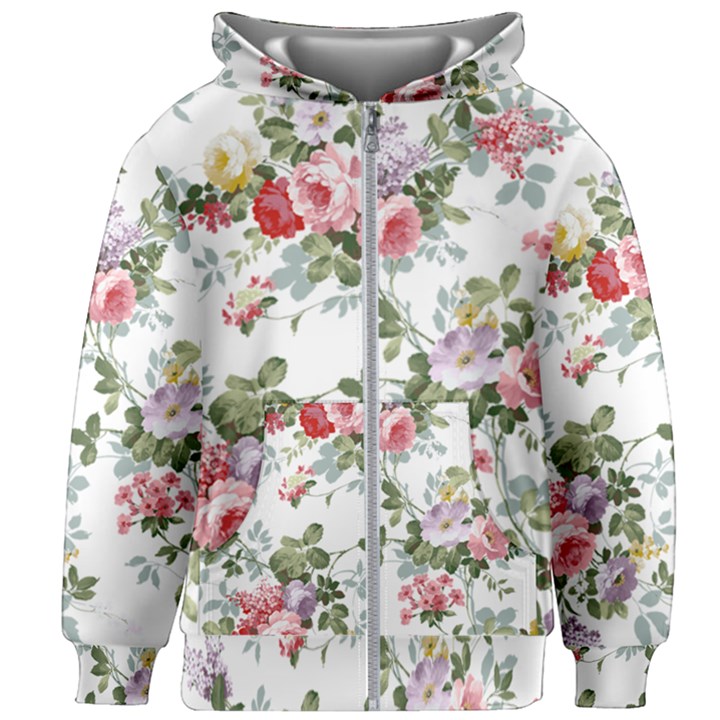 Floral Elements Peony Chinese Rose Kids  Zipper Hoodie Without Drawstring