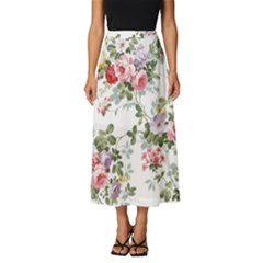 Floral Elements Peony Chinese Rose Classic Midi Chiffon Skirt