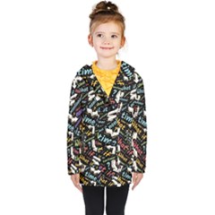 Time Nonlinear Curved Linear Kids  Double Breasted Button Coat