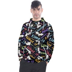 Time Nonlinear Curved Linear Men s Pullover Hoodie by Paksenen