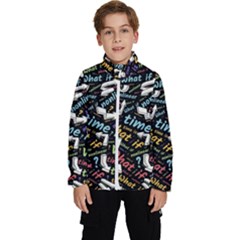 Time Nonlinear Curved Linear Kids  High Neck Windbreaker by Paksenen