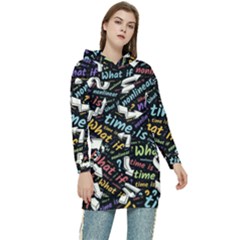 Time Nonlinear Curved Linear Women s Long Oversized Pullover Hoodie