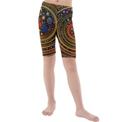 Swirl Vortex Emoji Cyclone Motion Art Kids  Mid Length Swim Shorts by Paksenen