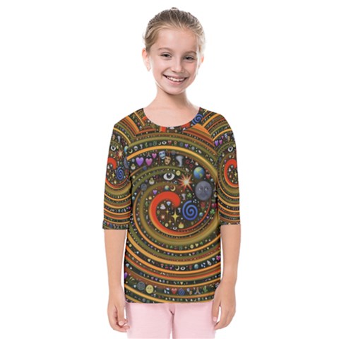 Swirl Vortex Emoji Cyclone Motion Art Kids  Quarter Sleeve Raglan T-shirt by Paksenen