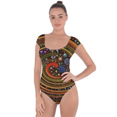 Swirl Vortex Emoji Cyclone Motion Art Short Sleeve Leotard 