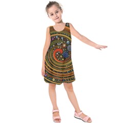 Swirl Vortex Emoji Cyclone Motion Art Kids  Sleeveless Dress by Paksenen