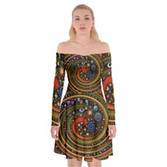 Swirl Vortex Emoji Cyclone Motion Art Off Shoulder Skater Dress