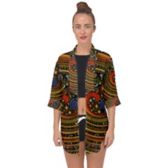 Swirl Vortex Emoji Cyclone Motion Art Open Front Chiffon Kimono