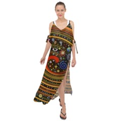 Swirl Vortex Emoji Cyclone Motion Art Maxi Chiffon Cover Up Dress