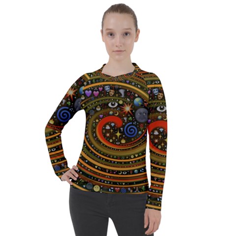 Swirl Vortex Emoji Cyclone Motion Art Women s Pique Long Sleeve T-shirt by Paksenen