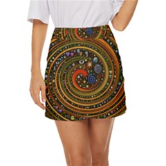 Swirl Vortex Emoji Cyclone Motion Art Mini Front Wrap Skirt