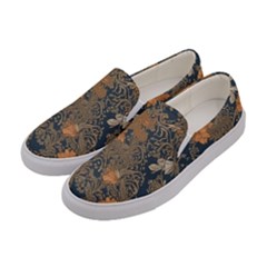 Seamless Pattern Patterns Leaves Vintage Women s Canvas Slip Ons