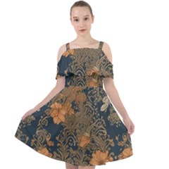 Seamless Pattern Patterns Leaves Vintage Cut Out Shoulders Dress