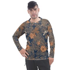 Seamless Pattern Patterns Leaves Vintage Men s Pique Long Sleeve T-shirt