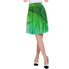 3d Leaves Texture Sheet Blue Green A-line Skirt