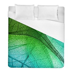 3d Leaves Texture Sheet Blue Green Duvet Cover (full/ Double Size) by Cemarart