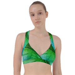 3d Leaves Texture Sheet Blue Green Sweetheart Sports Bra