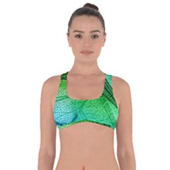 3d Leaves Texture Sheet Blue Green Got No Strings Sports Bra