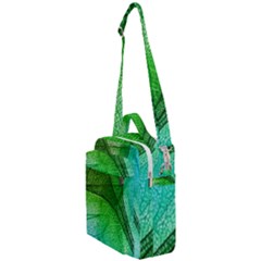 3d Leaves Texture Sheet Blue Green Crossbody Day Bag by Cemarart