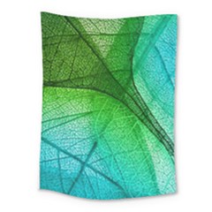 3d Leaves Texture Sheet Blue Green Medium Tapestry by Cemarart