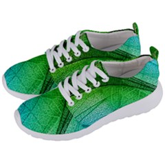 3d Leaves Texture Sheet Blue Green Men s Lightweight Sports Shoes by Cemarart