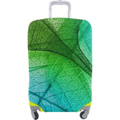 3d Leaves Texture Sheet Blue Green Luggage Cover (large)