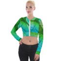 3d Leaves Texture Sheet Blue Green Long Sleeve Cropped Velvet Jacket View1