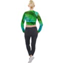 3d Leaves Texture Sheet Blue Green Long Sleeve Cropped Velvet Jacket View2