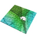 3d Leaves Texture Sheet Blue Green Wooden Puzzle Square View2