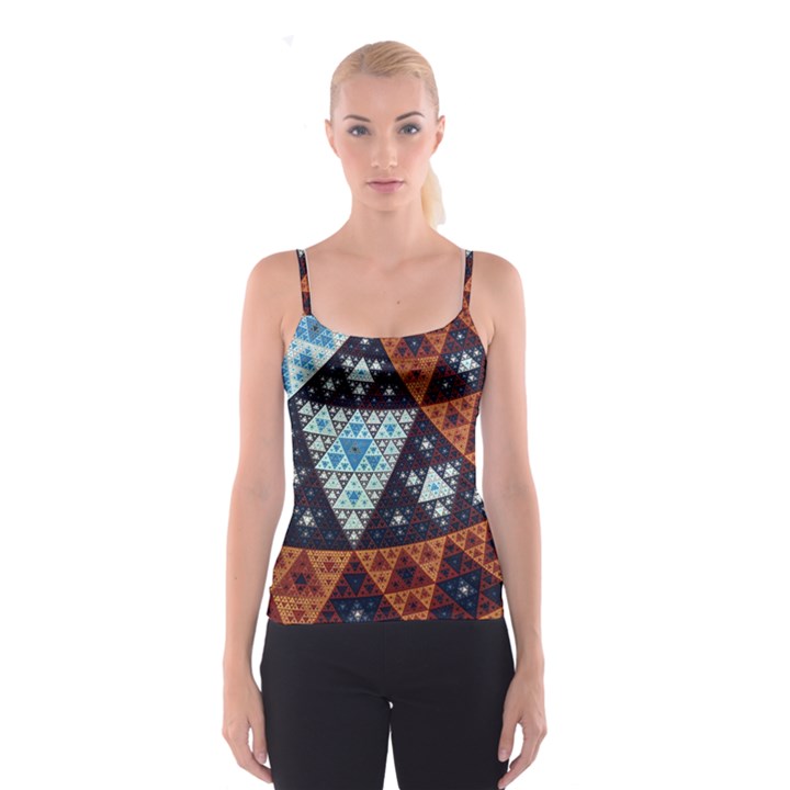 Fractal Triangle Geometric Abstract Pattern Spaghetti Strap Top