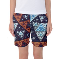 Fractal Triangle Geometric Abstract Pattern Women s Basketball Shorts