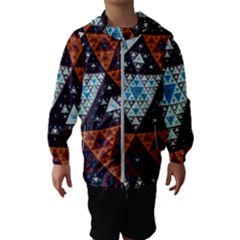 Fractal Triangle Geometric Abstract Pattern Kids  Hooded Windbreaker