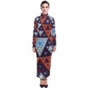 Fractal Triangle Geometric Abstract Pattern Turtleneck Maxi Dress View1