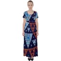 Fractal Triangle Geometric Abstract Pattern High Waist Short Sleeve Maxi Dress View1