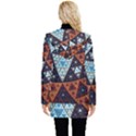 Fractal Triangle Geometric Abstract Pattern Button Up Hooded Coat  View2