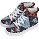 Fractal Triangle Geometric Abstract Pattern Kids  Hi-Top Skate Sneakers View2