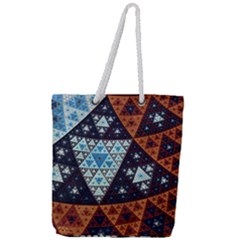 Fractal Triangle Geometric Abstract Pattern Full Print Rope Handle Tote (large)