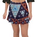 Fractal Triangle Geometric Abstract Pattern Fishtail Mini Chiffon Skirt View1