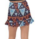 Fractal Triangle Geometric Abstract Pattern Fishtail Mini Chiffon Skirt View2