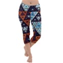 Fractal Triangle Geometric Abstract Pattern Lightweight Velour Capri Yoga Leggings View1