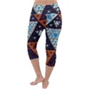 Fractal Triangle Geometric Abstract Pattern Lightweight Velour Capri Yoga Leggings View4