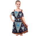 Fractal Triangle Geometric Abstract Pattern Kids  Cut Out Shoulders Chiffon Dress View1