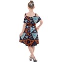 Fractal Triangle Geometric Abstract Pattern Kids  Cut Out Shoulders Chiffon Dress View2