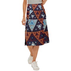 Fractal Triangle Geometric Abstract Pattern Midi Panel Skirt