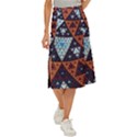 Fractal Triangle Geometric Abstract Pattern Midi Panel Skirt View1