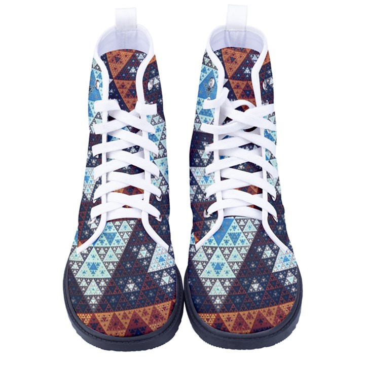 Fractal Triangle Geometric Abstract Pattern Women s High-Top Canvas Sneakers