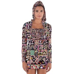 Spanish Gothic Girls Pattern Long Sleeve Hooded T-shirt