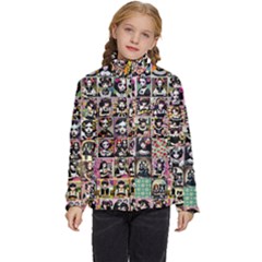 Spanish Gothic Girls Pattern Kids  Puffer Bubble Jacket Coat