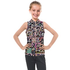 Spanish Gothic Girls Pattern Kids  Sleeveless Polo T-shirt