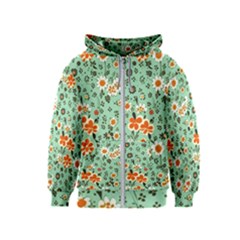 Retro 1960s Flowers Pattern 3 Kids  Zipper Hoodie